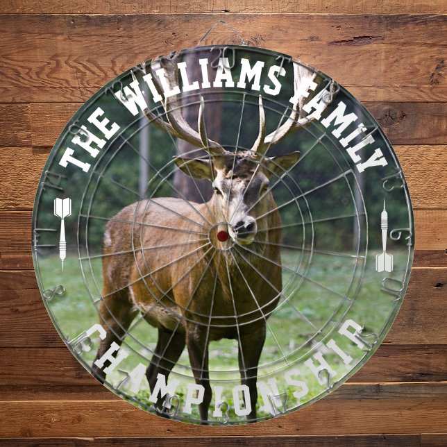 Custom Family Name Personalized Deer Photo Dart Board (Creator Uploaded)