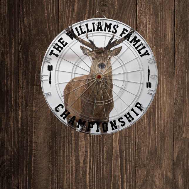 Custom Family Name Personalized Deer Photo Dart Board (Creator Uploaded)