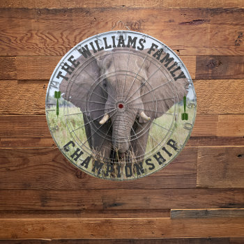 Custom Family Name Personalized Elephant Photo Dart Board by HasCreations at Zazzle