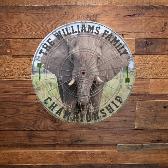 Custom Family Name Personalized Elephant Photo Dart Board (Creator Uploaded)