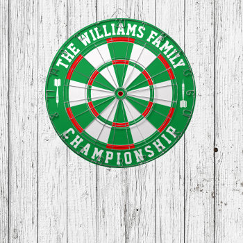 Custom Family Name Personalized Green White Dart Board by HasCreations at Zazzle