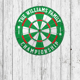 Custom Family Name Personalized Green White Dart Board