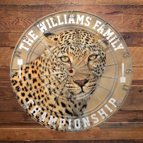 Custom Family Name Personalized Leopard Photo Dart Board