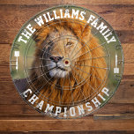 Custom Family Name Personalized Lion Photo Dart Board<br><div class="desc">Add your family name,  and easily create your personalized family name dartboard. Click the PERSONALIZE button to change the text color.</div>