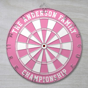 Custom Family Name Personalized Pink Dartboard