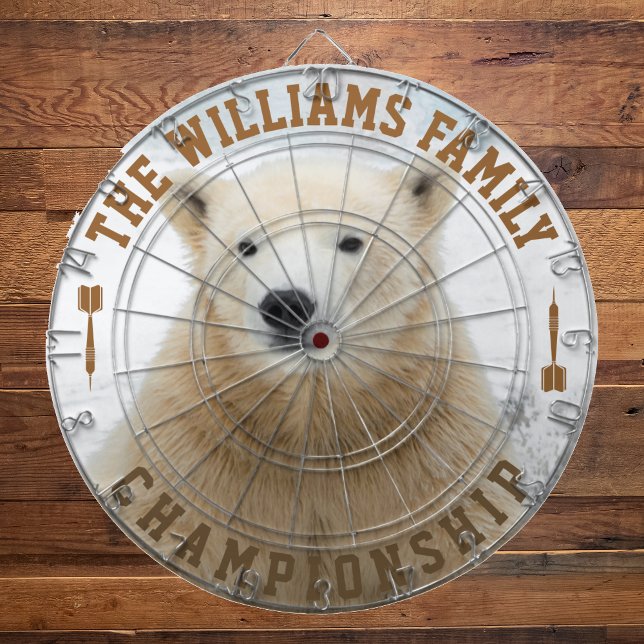 Custom Family Name Personalized Polar Bear Photo Dart Board (Creator Uploaded)