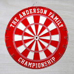 Custom Family Name Personalized Red Dartboard<br><div class="desc">Add a family name, and easily create your personalized family name dartboard. Click EDIT to change the text color or board colors. You can TRANSFER this DESIGN on other Zazzle products and adjust it to fit most of the Zazzle items. Standard Studio designs are made in high-resolution graphics for professional...</div>