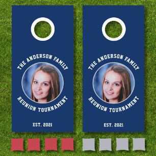 Custom Family Name Photo and Text Personalized Cornhole Set
