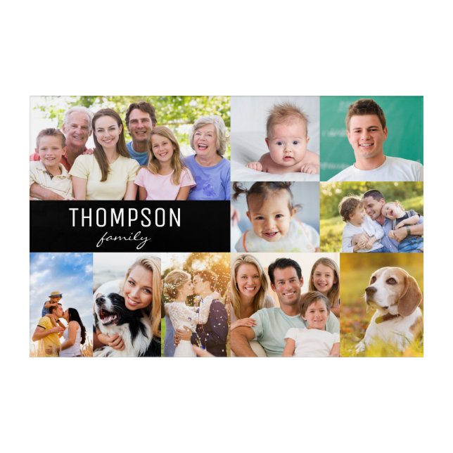 Custom Family Name Photo collage Acrylic Print (Front)