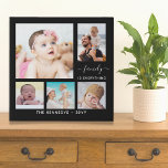 Custom Family Name Quote 5 Photo Collage Black Faux Canvas Print<br><div class="desc">Modern 5 photo collage canvas print with' family is everything ' quote typography.</div>