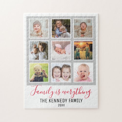 Custom Family Name Quote 9 Photo Collage Jigsaw Puzzle
