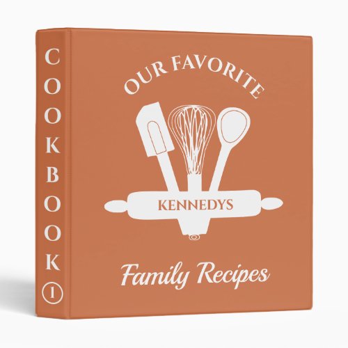 Custom Family Name Recipe Personalized Cookbook   3 Ring Binder