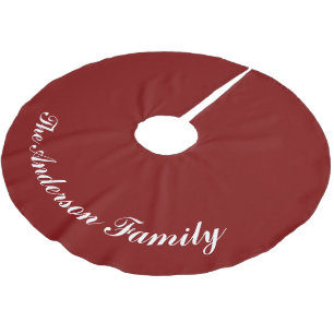 Custom Family Name Red Christmas Tree Skirt