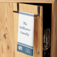 Custom Family Name Retro Campers in Blue and White