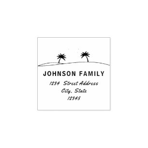 Custom Family Name Return Address Beach Rubber Stamp