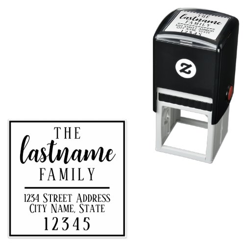 Custom Family Name Return Address _ modern script Self_inking Stamp