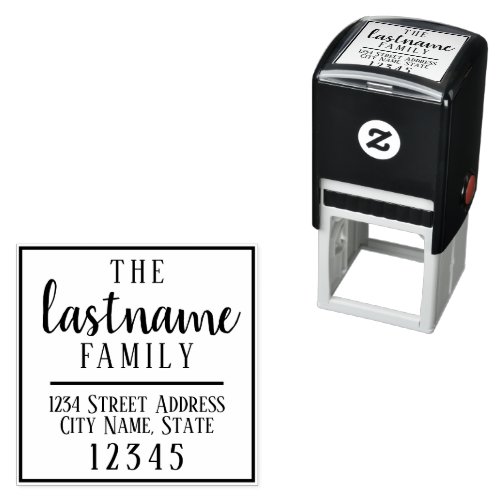 Custom Family Name Return Address _ modern script Self_inking Stamp