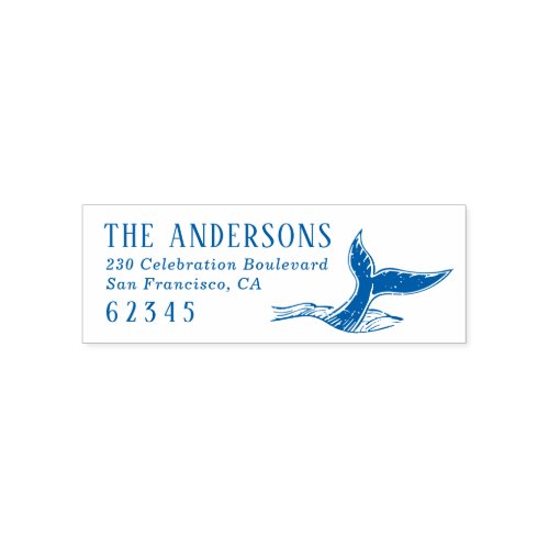 Custom Family Name  Return Address Whale Flukes Self_inking Stamp