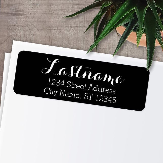 Custom Family Name Return Address - Whimsy Black Label (Personalized Return Address Labels)