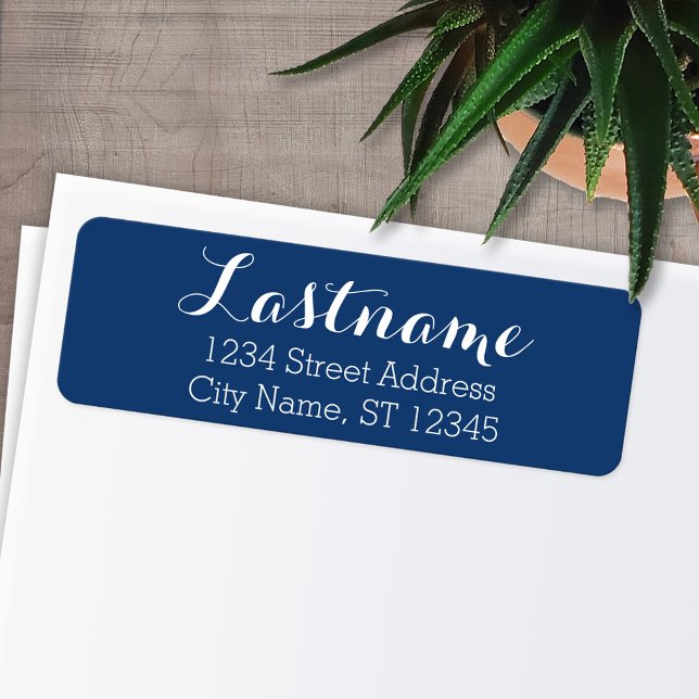 Custom Family Name Return Address Whimsy Navy Blue Label (Personalized Return Address Labels)