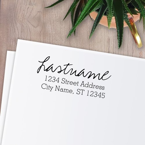 Custom Family Name  Return Address _ Written Self_inking Stamp