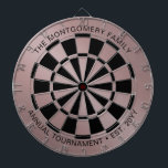 Custom Family Name Rose Gold Black Personalized Dart Board<br><div class="desc">Let the games begin! Add your own special touch to this classic metallic rose gold and black dartboard with your family name,  phrase and established date. Perfect for a family game room and dart board tournament.</div>