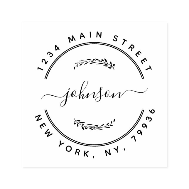 Custom Family Name Round Return Address Rubber Sta Stamp (Imprint)