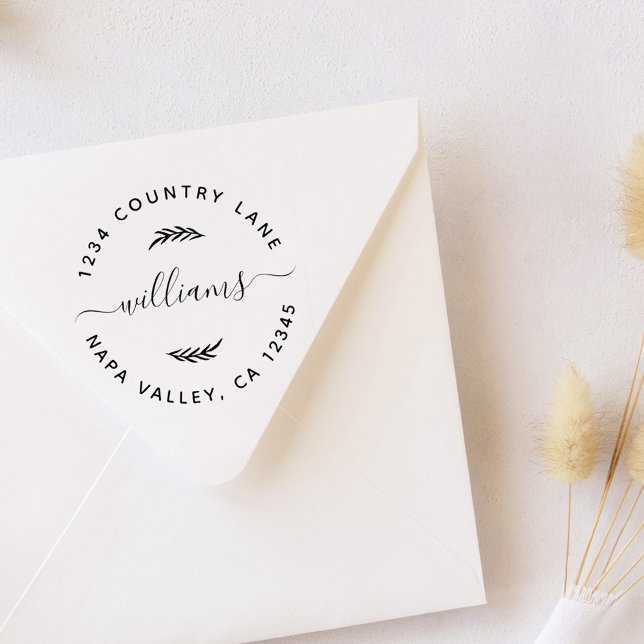 Custom Family Name Round Return Address Self-inking Stamp (Creator Uploaded)