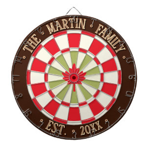 Custom Family Name RUSTIC CANADA Red Maple Leaf Dart Board