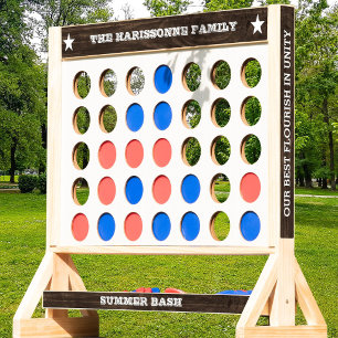 Custom Family Name Rustic Dark Wood Outdoor Party Fast Four