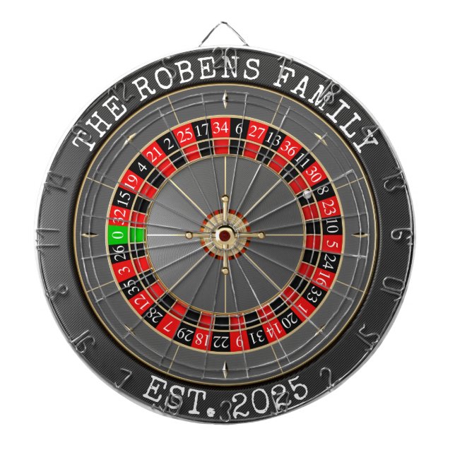 Custom Family Name Rustic Dartboard (Front)