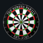 Custom Family Name Rustic Dartboard<br><div class="desc">A dartboard is a popular recreational and competitive game that provides hours of fun for players of all ages and skill levels. Typically made from sisal fibers, cork, or electronic components, dartboards are designed to withstand the impact of darts while offering precise scoring zones. Standard dartboards feature a circular design...</div>