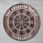 Custom Family Name Rustic Wood Look Dartboard<br><div class="desc">Add a family name, and easily create your personalized family name dartboard. Click CUSTOMIZE to change the text color or board colors. You can TRANSFER this DESIGN on other Zazzle products and adjust it to fit most of the Zazzle items. Standard Studio designs are made in high-resolution vector graphics for...</div>