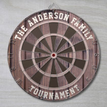 Custom Family Name Rustic Wood Look Dartboard