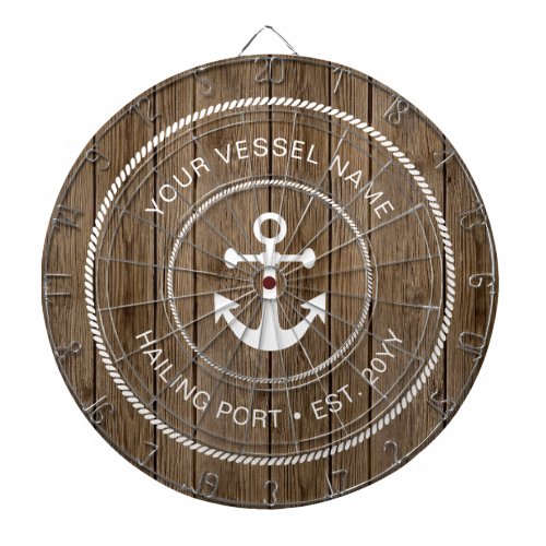 Custom Family Name Rustic Wood Nautical Anchor Dart Board