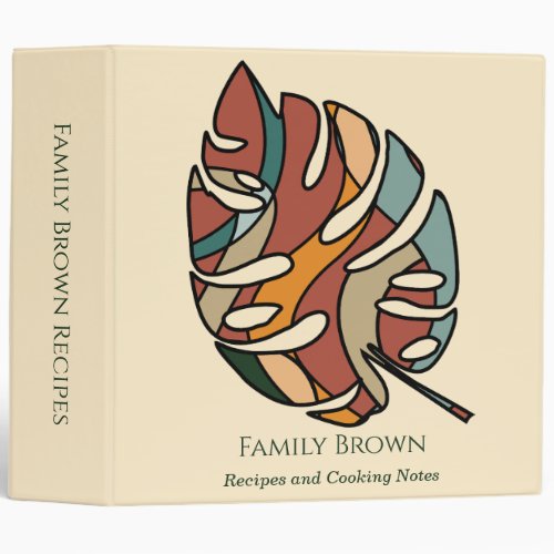 Custom Family Name Serene Savanna Recipe 3 Ring Binder