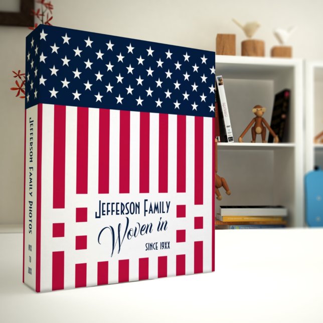 Custom Family Name Stars and Stripes Family Album 3 Ring Binder (Creator Uploaded)