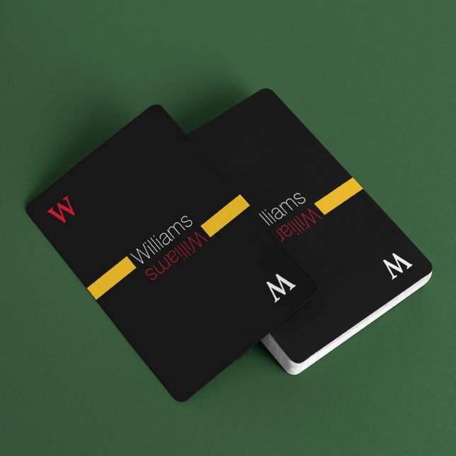 Custom family name - stylish & personalized black poker cards (play the game)