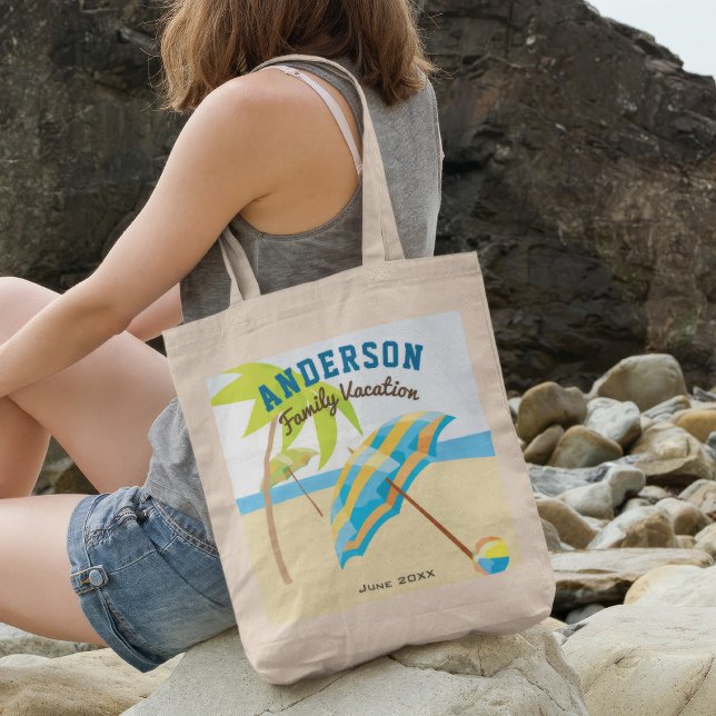 Custom Family Name Summer Beach Vacation Tote Bag (Creator Uploaded)