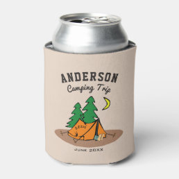 Custom Family Name Summer Vacation Camping Trip Can Cooler