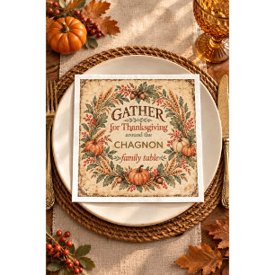 Custom Family Name Thanksgiving Paper NapkinsI Dinner Napkins
