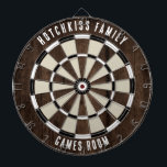 Custom Family Name Unique Dart Board<br><div class="desc">Elevate your game nights with our custom family wood effect dartboard, designed to bring a personal touch to your home. This unique dartboard allows you to proudly display your family name and location, making it not just a game but a cherished family heirloom. Ideal for gatherings, backyard parties, or simply...</div>