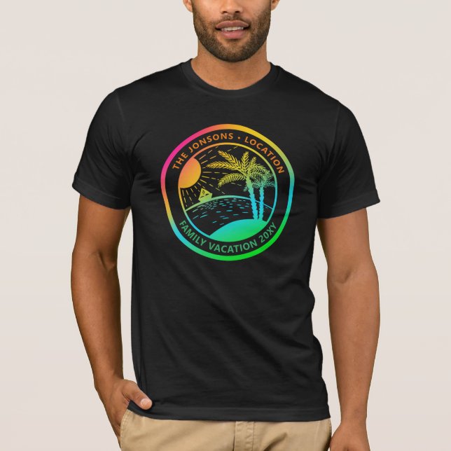 Custom Family Name Vacation Seaside Beach Group T-Shirt (Front)