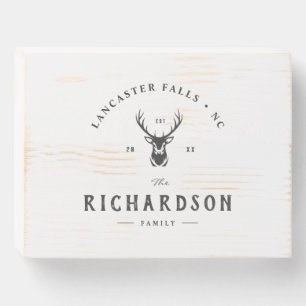 Custom Family Name Vintage Farmhouse Buck Deer Wooden Box Sign