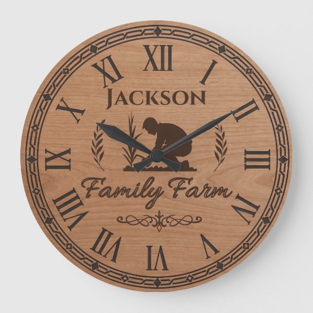 Custom Family Name Wall Clock – Family Farm  (Front)