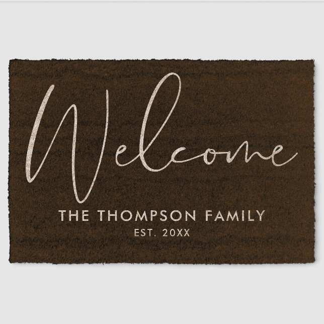 Custom Family Name Welcome Fiber Doormat (Front)