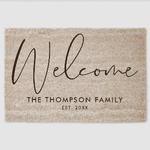 Custom Family Name Welcome Fiber Doormat