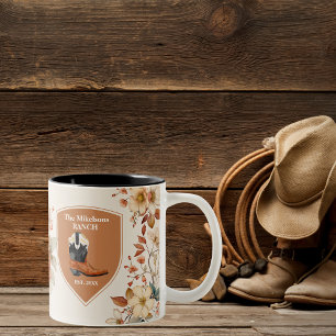 Custom Family Name Western Ranch Two-Tone Coffee Mug
