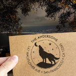 Custom Family Name Wolf Moon Return Wood Art Stamp<br><div class="desc">Custom Family Name Wolf Moon Return Wood Art Stamp</div>