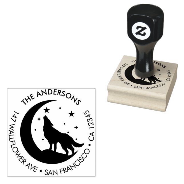 Custom Family Name Wolf Moon Return Wood Art Stamp (Stamped)